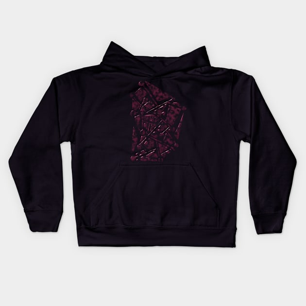 Dark Burgundy Colour Modern Geometric Pattern Kids Hoodie by SpieklyArt